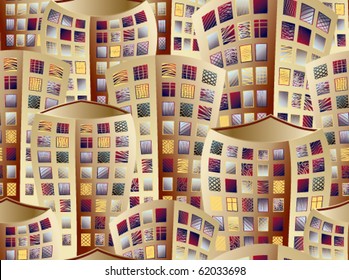 city houses seamless pattern, buildings with windows endless background