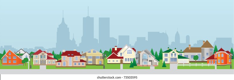 City houses. Vector illustration