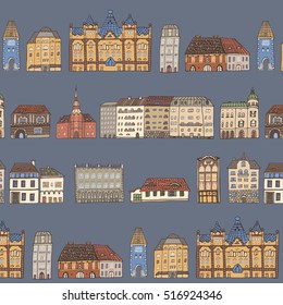 city houses vector pattern