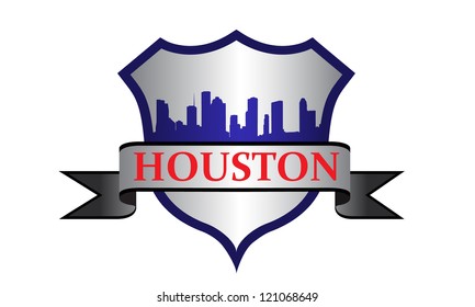 City of Houston crest with high rise buildings skyline