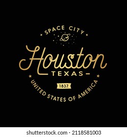 City Of Houston. Space City. Vector And Illustration.