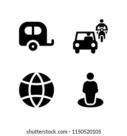 city icon. 4 city set with global, travel, traffic and gps vector icons for web and mobile app