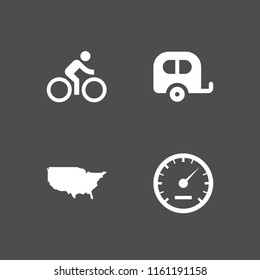 city icon. 4 city set with us map, travel, speed and bike vector icons for web and mobile app
