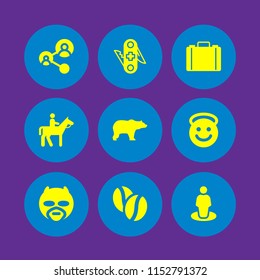 city icon. 9 city set with cafe, superhero, link and gps vector icons for web and mobile app