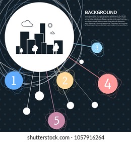 City Icon with the background to the point and with infographic style. Vector illustration