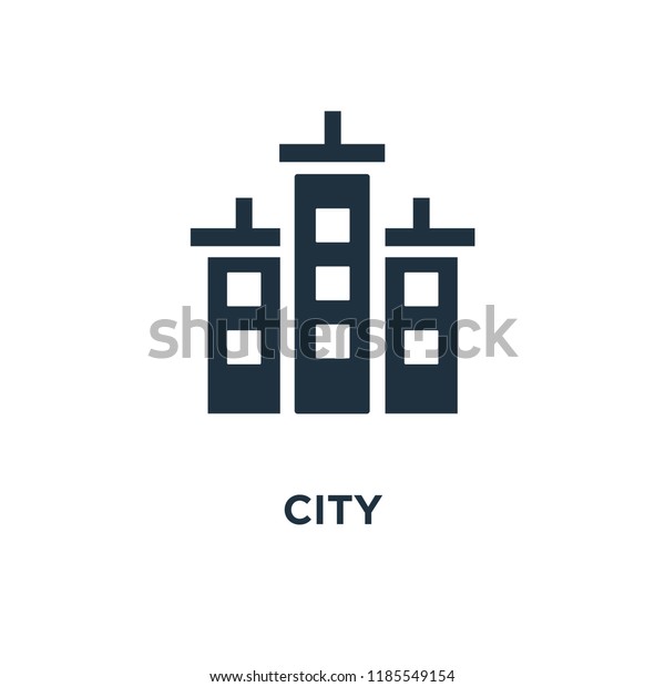City icon.\
Black filled vector illustration. City symbol on white background.\
Can be used in web and\
mobile.