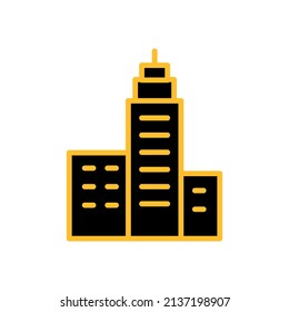 City Icon. City Building Logo. Vector Illustration. Isolated on White Background. Editable Stroke