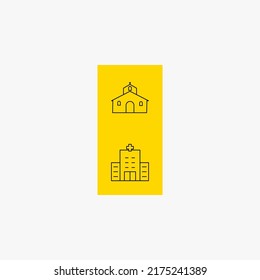 A CITY. CITY ICON DESIGN. OUTLINE. YELLOW. BLACK