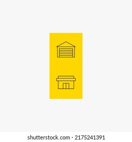 A CITY. CITY ICON DESIGN. OUTLINE. YELLOW. BLACK