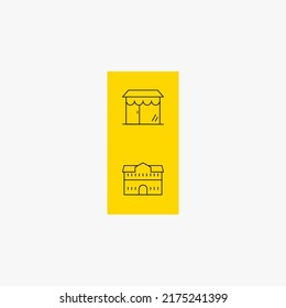 A CITY. CITY ICON DESIGN. OUTLINE. YELLOW. BLACK