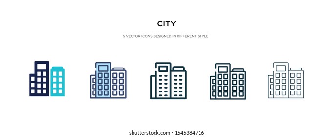 city icon in different style vector illustration. two colored and black city vector icons designed in filled, outline, line and stroke style can be used for web, mobile, ui