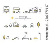 city icon illstration set, simple and stylish