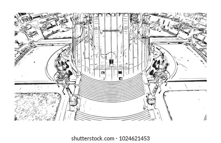 City icon of Indianapolis City in Indiana, USA. Hand drawn sketch illustration in vector.