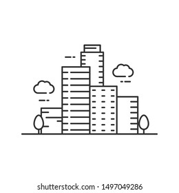 City icon line  design, city vector illustration, building icon with simple line design