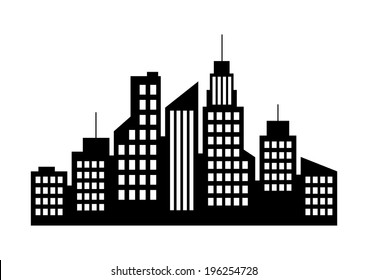 City Icon On White Background Stock Vector Royalty Free