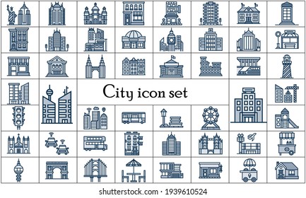 City icon set flat style vector illustration.