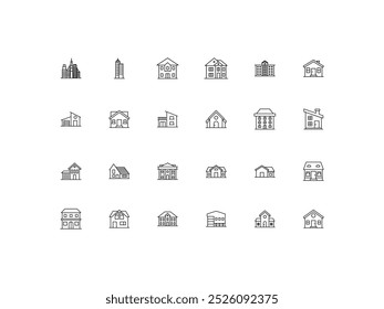 Stadt-Symbolsatz, einfach, Design, Vektorgrafik