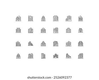 Conjunto de iconos de la ciudad, simple, diseño, Ilustración vectorial