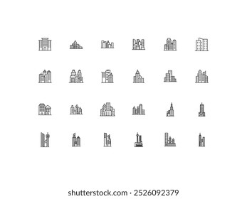 City icon set, simple, design, vector illustration