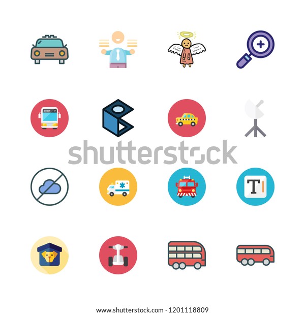 city icon set. vector set about angel, ambulance,\
taxi and bus icons set.