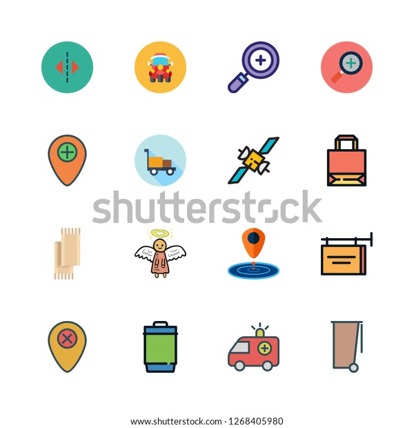 city icon set. vector set about placeholder,\
zoom in, reflection and van icons\
set.