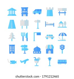 City icon set vector flat for website, mobile app, presentation, social media. Suitable for user interface and user experience.