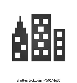 City Icon. Simple flat logo of city on white background. Vector illustration.