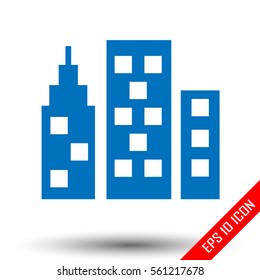 City Icon. Simple flat logo of city on white background. Vector illustration.