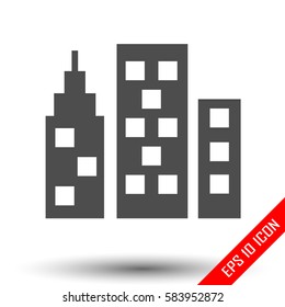 City Icon. Simple flat logo of city on white background. Vector illustration.