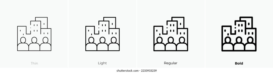 city icon. Thin, Light Regular And Bold style design isolated on white background
