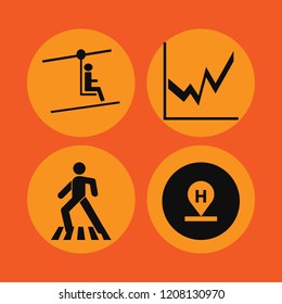city icon. city vector icons set pedestrian, hotel location, man on cable car and graph