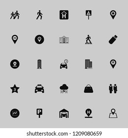 city icon. city vector icons set graph, handbag, hotel sign and store location