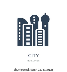 city icon vector on white background, city trendy filled icons from Buildings collection, city vector illustration