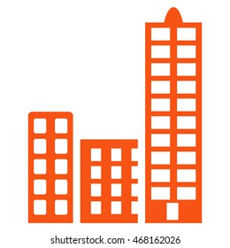 City icon. Vector style is flat iconic symbol with rounded angles, orange color, white background.
