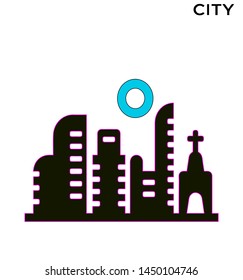 city icon white background simple element illustration buildings concept symbol design isolated on white background