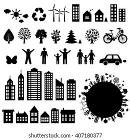 City Icons Big Set, Vector Illustration