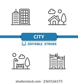 City Icons. House, Home, Park, Apartment Building, Construction Icon. Professional, 32x32 pixel perfect vector icon. Editable Stroke