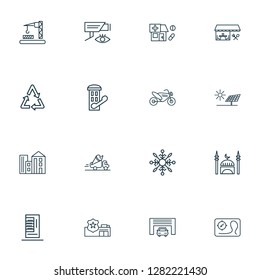 City icons line style set with telephone box, police department, building and other vend appliance elements. Isolated vector illustration city icons.