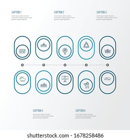 City icons line style set with city governance, billboard, weather and other umbrella elements. Isolated vector illustration city icons.