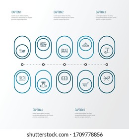City icons line style set with church, pipeline, bakery and other pitch elements. Isolated vector illustration city icons.