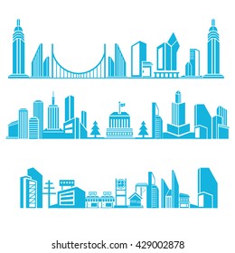 city icons set on white background