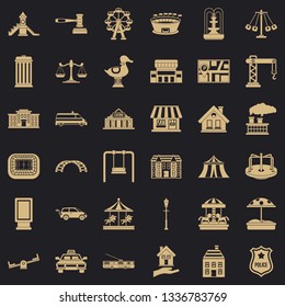 City icons set. Simple style of 36 city vector icons for web for any design
