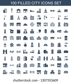 city icons. Trendy 100 city icons. Contain icons such as taxi, building, store, panorama mode, playground ladder, modern curved building, bridge. city icon for web and mobile.