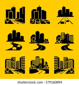 City icons vector.