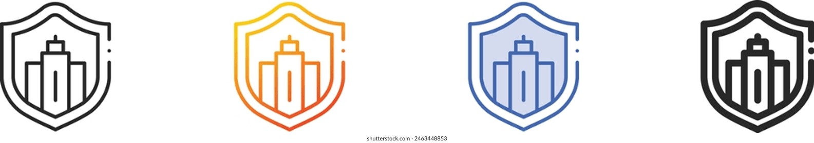 Stadtsymbol. Dünne lineare, Verlaufs-, blaue Kontur und fett Stil Design isoliert auf weißem Hintergrund