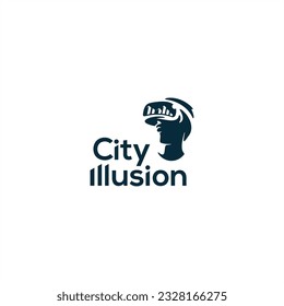 city illusion virtual reality logo design vision