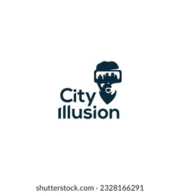 city illusion virtual reality logo design vision