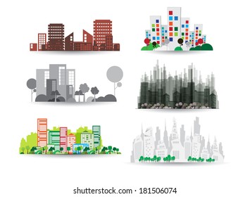 City illustration set. Vector