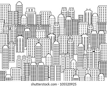 City illustration - skyscrapers and modern buildings. Contemporary metropolis and urban landscape.