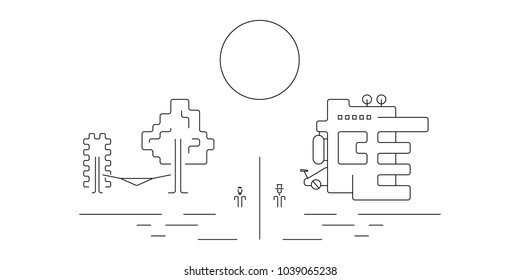 City illustration, vector